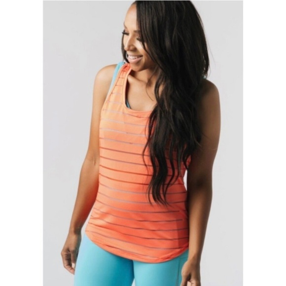ZYIA Havana Orange Striped Racerback Tank - Picture 1 of 8